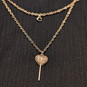 Coach Lollipop Layered necklace goldtone heart with cz